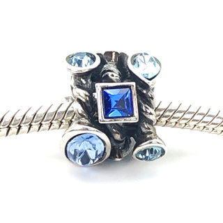 CHAMILIA Marquise Blue Swarovski Crystal 925 Sterling Silver Charm Bead