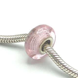 CHAMILIA Light Pink Swirl Sterling Silver Murano Glass Charm Bead O-11