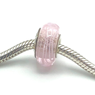 CHAMILIA Light Pink Swirl Sterling Silver Murano Glass Charm Bead O-11