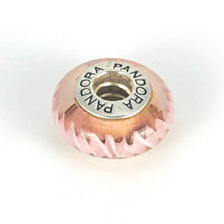 PANDORA Pink Zig Zag 925 ALE Sterling Silver Charm Pink Murano Glass Bead 790620 - Retired