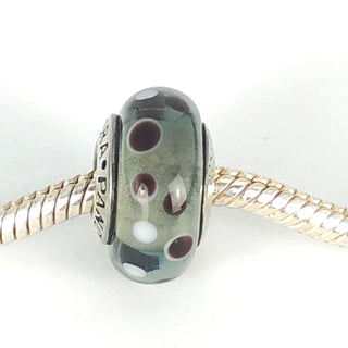PANDORA Black Bubbles 925 ALE Sterling Silver Charm Murano Glass Bead 790691 - Retired