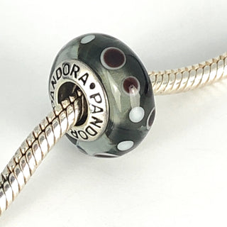 PANDORA Black Bubbles 925 ALE Sterling Silver Charm Murano Glass Bead 790691 - Retired