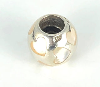 PANDORA White Mother of Pearl Hearts Sterling Silver Charm