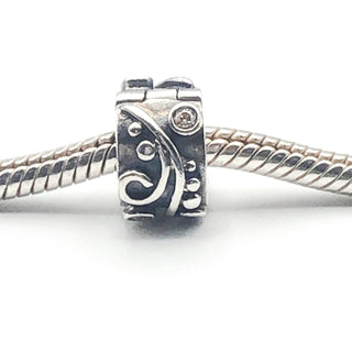 PANDORA Tendril Champagne 925 ALE Sterling Silver Clip Charm With Champagne Cubic Zirconia 790380CCZ - Retired