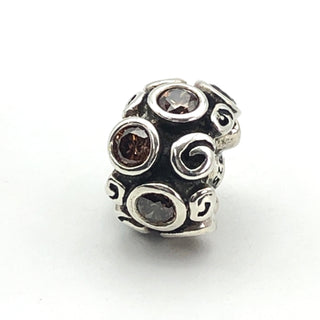 PANDORA Brown Primrose Path Sterling Silver Charm With Brown Zirconia