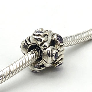 PANDORA Ocean Wave Sterling Silver Charm With Amethyst Zirconia