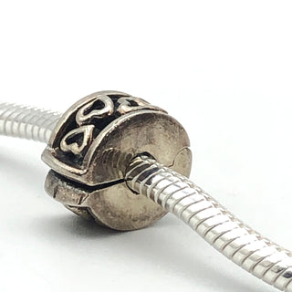 Unbranded Hearts Sterling Silver Clip Charm With Silicone