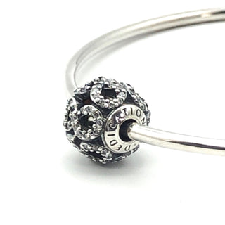 Pandora ESSENCE Dedication Sterling Silver Charm Infinity Bead With Clear Zirconia