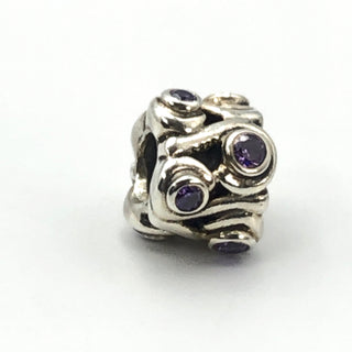 PANDORA Ocean Wave Sterling Silver Charm With Amethyst Zirconia