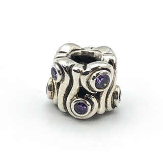 PANDORA Ocean Wave Sterling Silver Charm With Amethyst Zirconia
