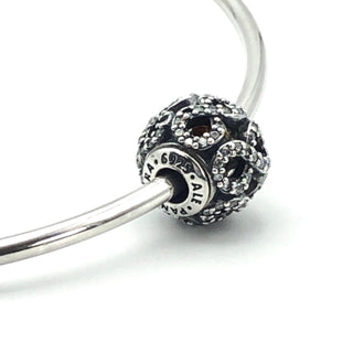 Pandora ESSENCE Dedication Sterling Silver Charm Infinity Bead With Clear Zirconia