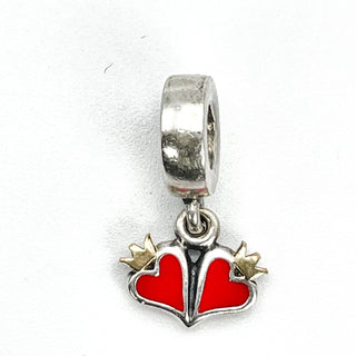 PANDORA Love Charm Sterling Silver And 14K Gold Dangle Charm With Red Enamel