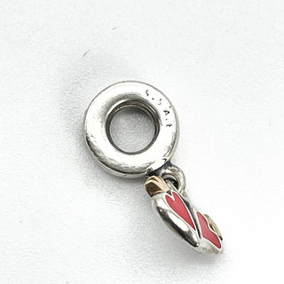 PANDORA Love Charm Sterling Silver And 14K Gold Dangle Charm With Red Enamel