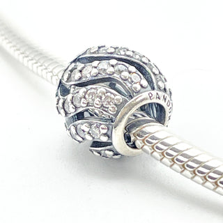 PANDORA Winter Wisp Pave Sterling Silver Charm With Clear Pave Zirconia