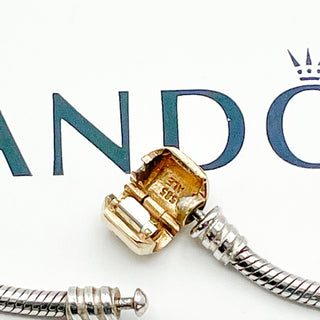 PANDORA Sterling Silver Snake Chain Necklace With 14K Gold Pandora Clasp
