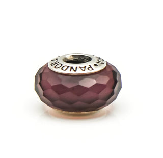 PANDORA Purple Fascinating Faceted Murano Glass Sterling Silver Charm Bead