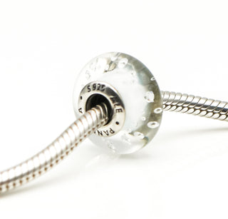 PANDORA Clear Effervescence Murano Glass Sterling Silver Charm Bead With Clear Zirconia