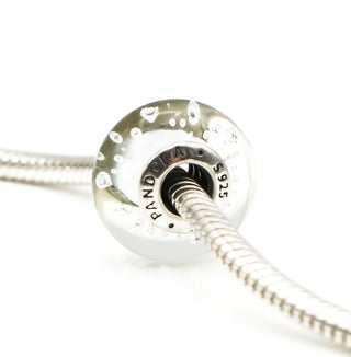 PANDORA Clear Effervescence Murano Glass Sterling Silver Charm Bead With Clear Zirconia