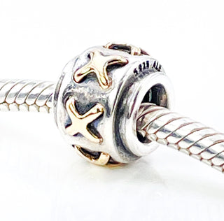 PANDORA Shoe Lace Sterling Silver Charm With 14K Gold Shoe Lace