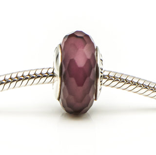PANDORA Purple Fascinating Faceted Murano Glass Sterling Silver Charm Bead