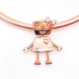 PANDORA Rose™ Bella Bot Rose Gold Plated Robot Girl Pandora Friends Charm With Pink Enamel