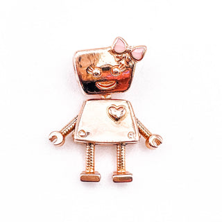 PANDORA Rose™ Bella Bot Rose Gold Plated Robot Girl Pandora Friends Charm With Pink Enamel