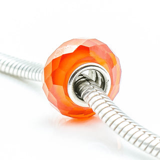 NOVOBEADS Orange Mini CZ Sterling Silver Charm With Orange Cubic Zirconia - 7823