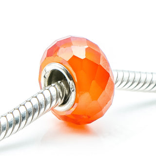 NOVOBEADS Orange Mini CZ Sterling Silver Charm With Orange Cubic Zirconia - 7823