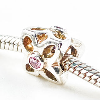 PANDORA Four Petal Flower Pink CZ Sterling Silver Charm With Pink Zirconia