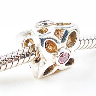 PANDORA Four Petal Flower Pink CZ Sterling Silver Charm With Pink Zirconia