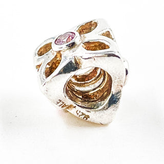 PANDORA Four Petal Flower Pink CZ Sterling Silver Charm With Pink Zirconia