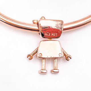PANDORA Rose™ Bella Bot Rose Gold Plated Robot Girl Pandora Friends Charm With Pink Enamel