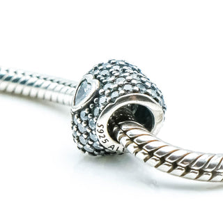 PANDORA In My Heart Sterling Silver Charm With Clear Zirconia