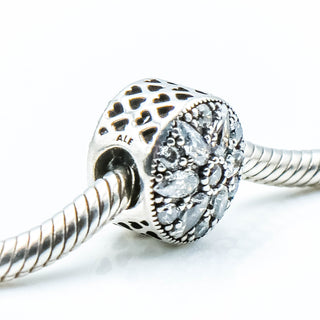 PANDORA Radiant Bloom Sterling Silver Charm With Clear Zirconia