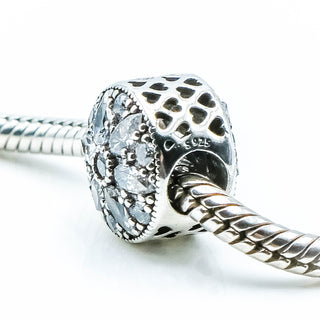 PANDORA Radiant Bloom Sterling Silver Charm With Clear Zirconia