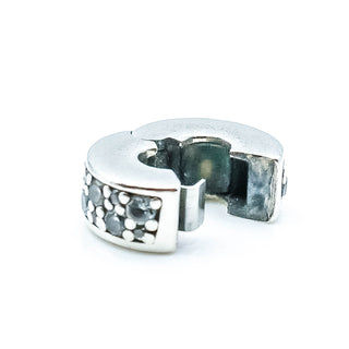 PANDORA Clear Shining Elegance Sterling Silver Bangle Clip Charm With Clear Zirconia And Silicone Core