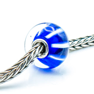 TROLLBEADS Blue Stripe Bead Sterling Silver Charm Retired by Designer Lise Aagaard
