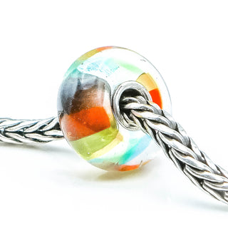 TROLLBEADS RARE Rainbow Glass Bead Sterling Silver Core Charm