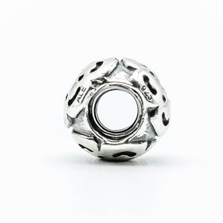 PANDORA Raised Flower Sterling Silver Charm With Salmon Zirconia