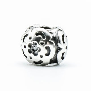 PANDORA Raised Flower Sterling Silver Charm With Salmon Zirconia