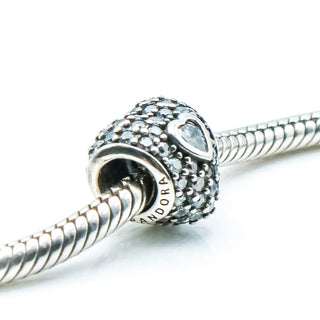 PANDORA In My Heart Sterling Silver Charm With Clear Zirconia