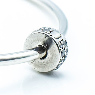 PANDORA Clear Shining Elegance Sterling Silver Bangle Clip Charm With Clear Zirconia And Silicone Core