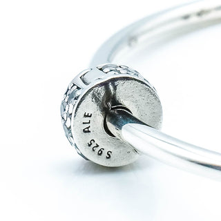 PANDORA Clear Shining Elegance Sterling Silver Bangle Clip Charm With Clear Zirconia And Silicone Core