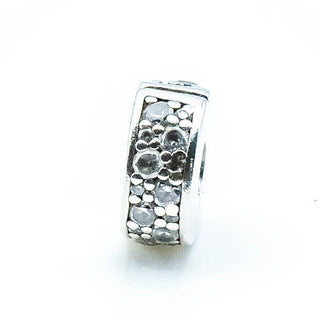 PANDORA Clear Shining Elegance Sterling Silver Bangle Clip Charm With Clear Zirconia And Silicone Core