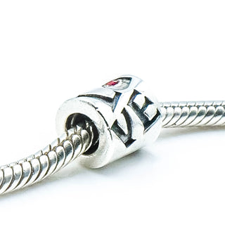 CHAMILIA LOVE Sterling Silver Charm Bead With Red Cubic Zirconia