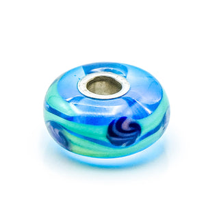 TROLLBEADS China Bead Green Glass Sterling Silver Charm RETIRED by Designer Lise Aagaard