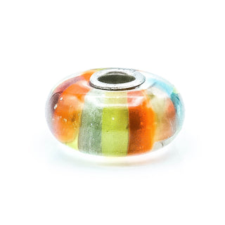 TROLLBEADS RARE Rainbow Glass Bead Sterling Silver Core Charm