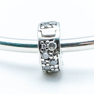PANDORA Clear Shining Elegance Sterling Silver Bangle Clip Charm With Clear Zirconia And Silicone Core