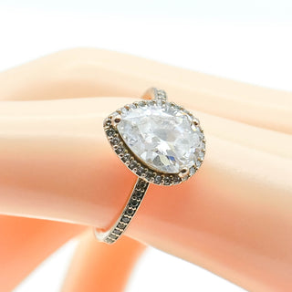aPANDORA Rose ™ Radiant Teardrop 7-Inch 14K Rose Gold Plated Ring With Clear Zirconia