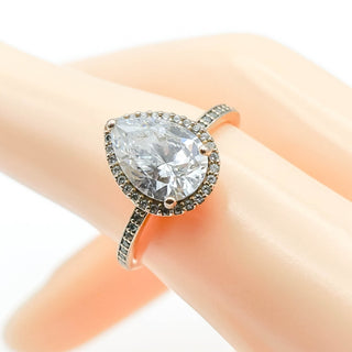 aPANDORA Rose ™ Radiant Teardrop 7-Inch 14K Rose Gold Plated Ring With Clear Zirconia